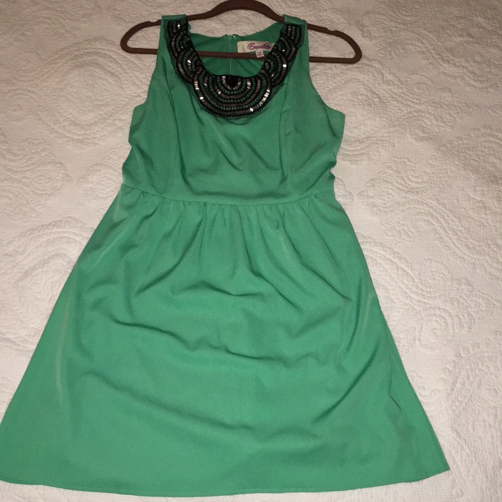 Racerback, embellished neckline cocktail dress